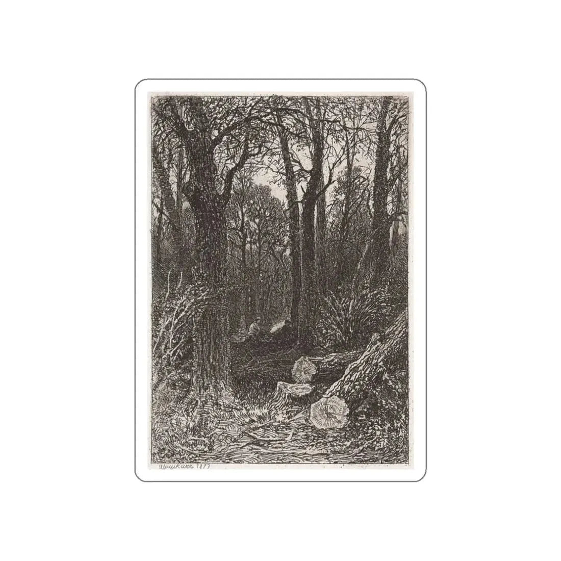 SHISKIN, Ivan Ivanovich - On felling. 1873 (Artwork) STICKER Vinyl Die-Cut Decal White Die-Cut 3 Inch - The Sticker Space