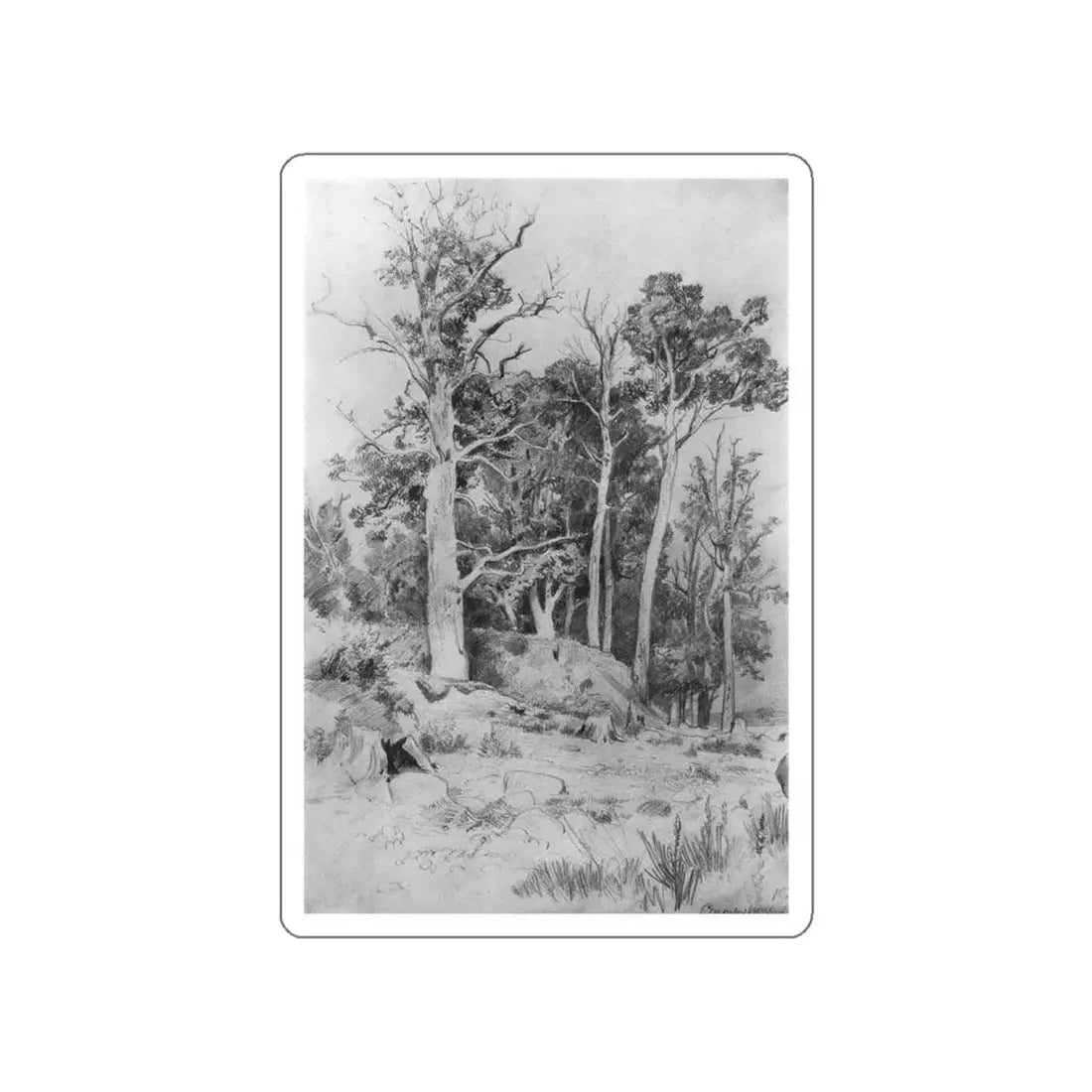 SHISKIN, Ivan Ivanovich - On the beach. Sestroreck 1885 (Artwork) STICKER Vinyl Die-Cut Decal White Die-Cut 6 Inch - The Sticker Space