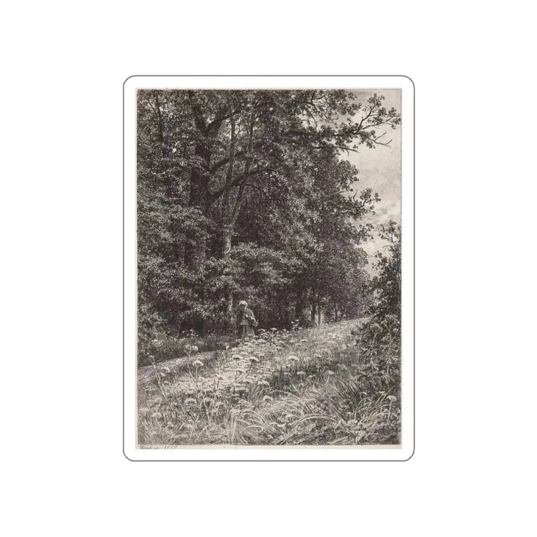 SHISKIN, Ivan Ivanovich - On the forest boundary line. 1878 (Artwork) STICKER Vinyl Die-Cut Decal White Die-Cut 3 Inch - The Sticker Space