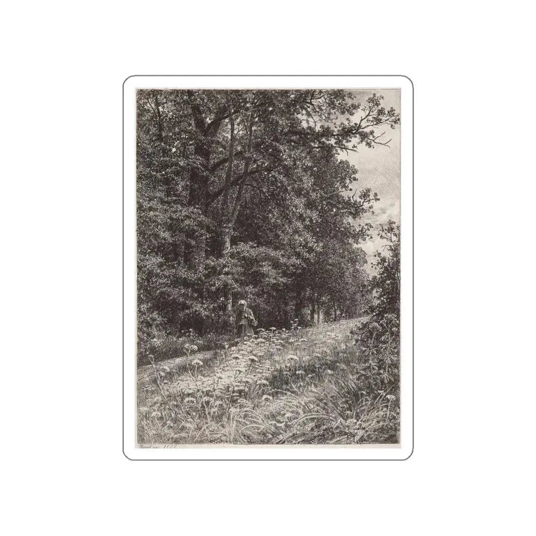 SHISKIN, Ivan Ivanovich - On the forest boundary line. 1878 (Artwork) STICKER Vinyl Die-Cut Decal White Die-Cut 5 Inch - The Sticker Space