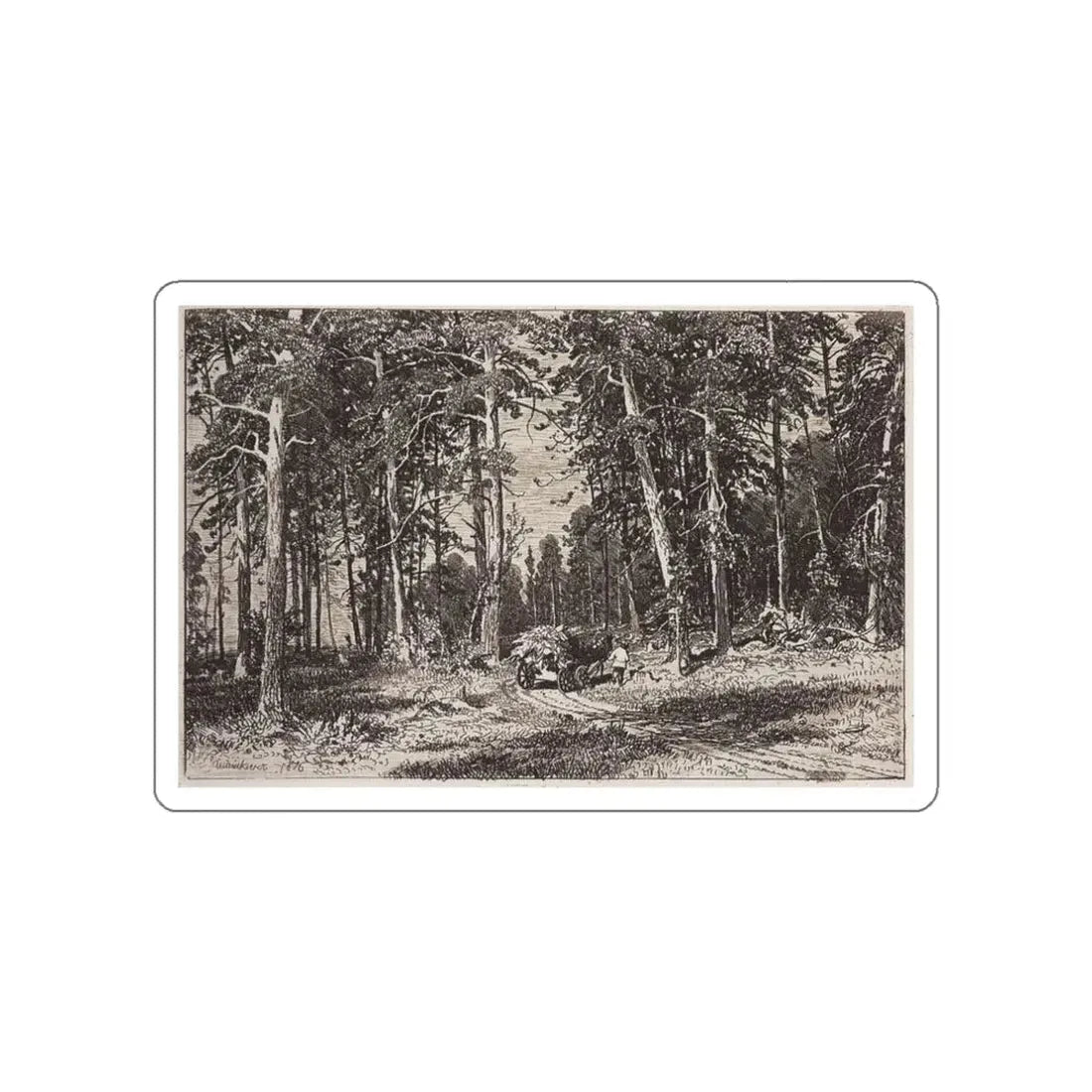 SHISKIN, Ivan Ivanovich - Outskirts of pine groves. 1876 (Artwork) STICKER Vinyl Die-Cut Decal White Die-Cut 3 Inch - The Sticker Space