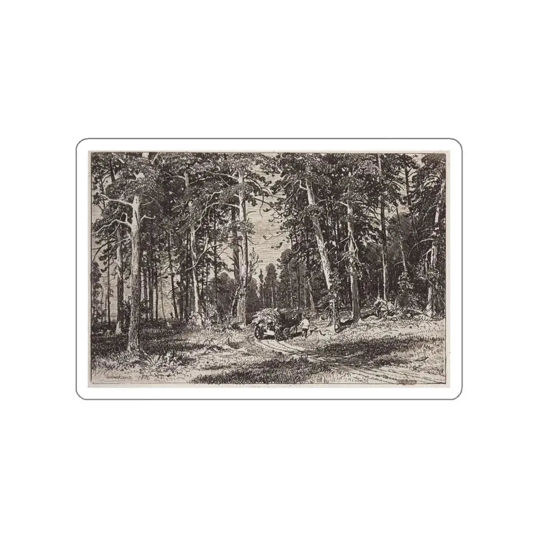 SHISKIN, Ivan Ivanovich - Outskirts of pine groves. 1876 (Artwork) STICKER Vinyl Die-Cut Decal White Die-Cut 5 Inch - The Sticker Space
