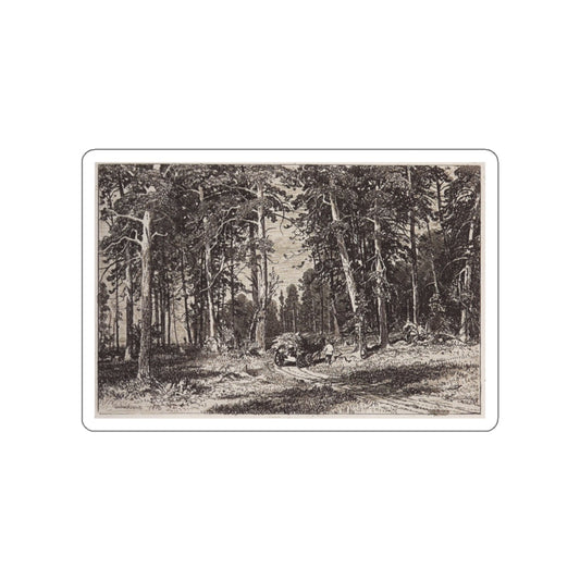 SHISKIN, Ivan Ivanovich - Outskirts of pine groves. 1876 (Artwork) STICKER Vinyl Die-Cut Decal-White-The Sticker Space