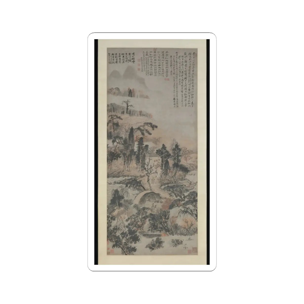 Shitao (Zhu Ruoji) - Drunk in Autumn Woods - ca. 1702 v1 - STICKER Vinyl Kiss-Cut Decal