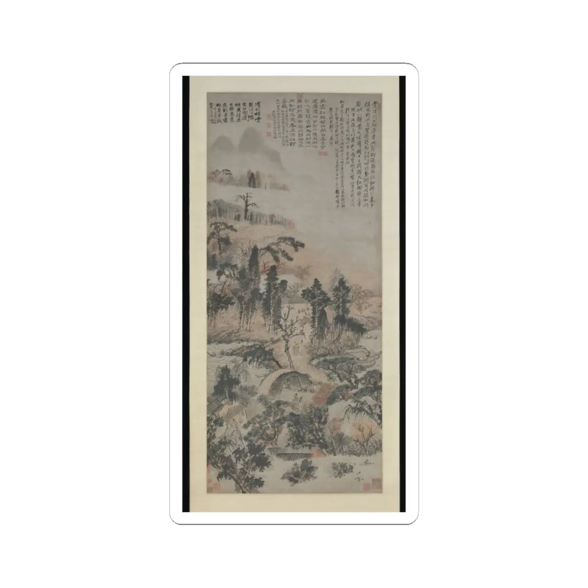 Shitao (Zhu Ruoji) - Drunk in Autumn Woods - ca. 1702 v1 - STICKER Vinyl Kiss-Cut Decal