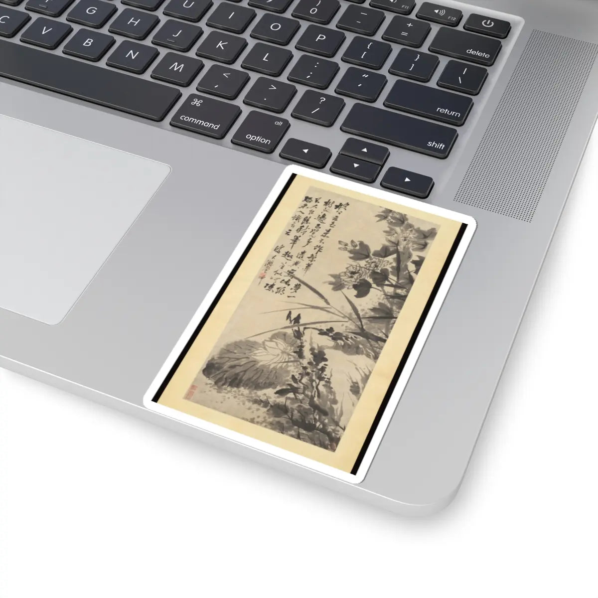 Shitao (Zhu Ruoji) - Hibiscus, Lotus, and Rock - ca. 1705–7 v1 - STICKER Vinyl Kiss-Cut Decal