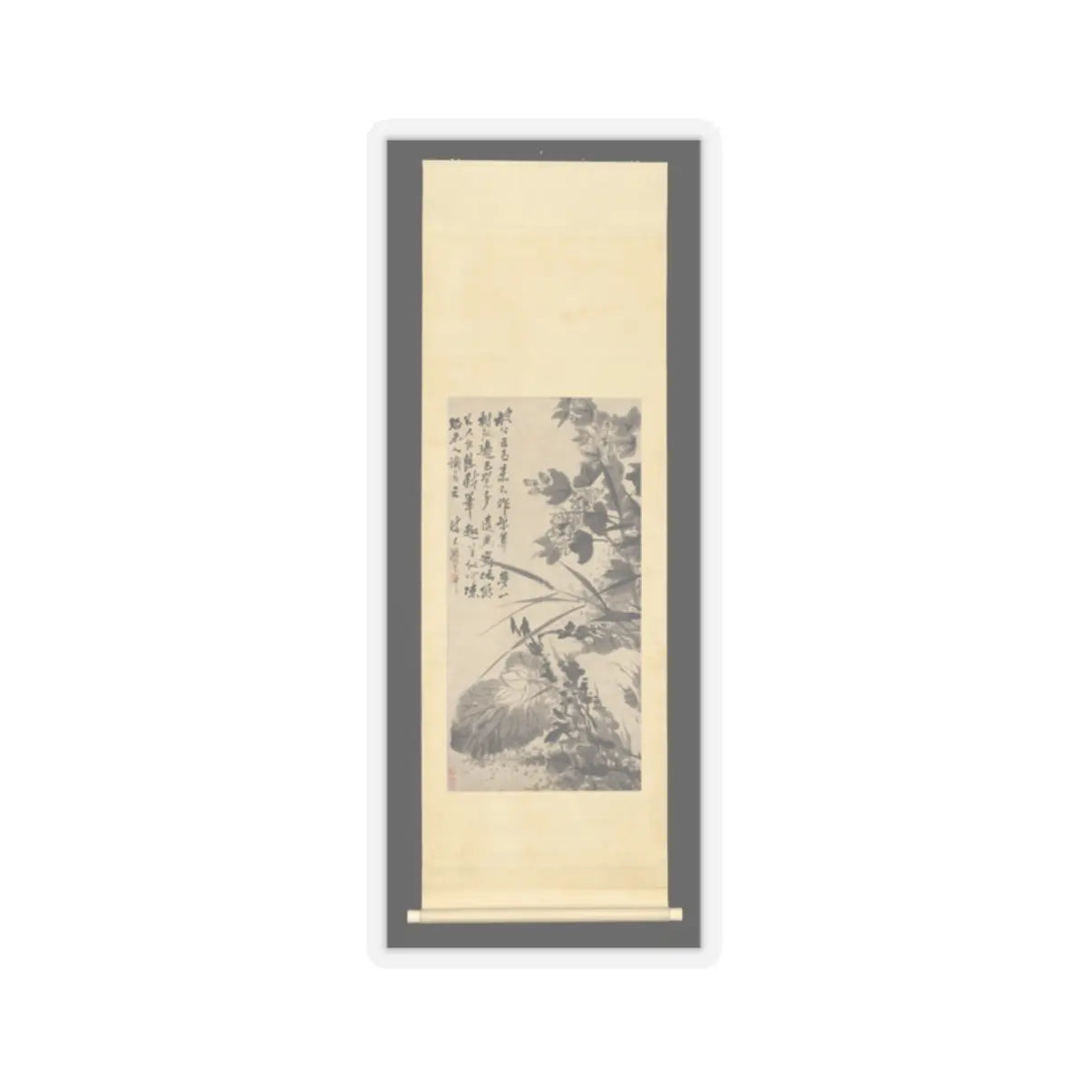 Shitao (Zhu Ruoji) - Hibiscus, Lotus, and Rock - ca. 1705–7 v2 - STICKER Vinyl Kiss-Cut Decal