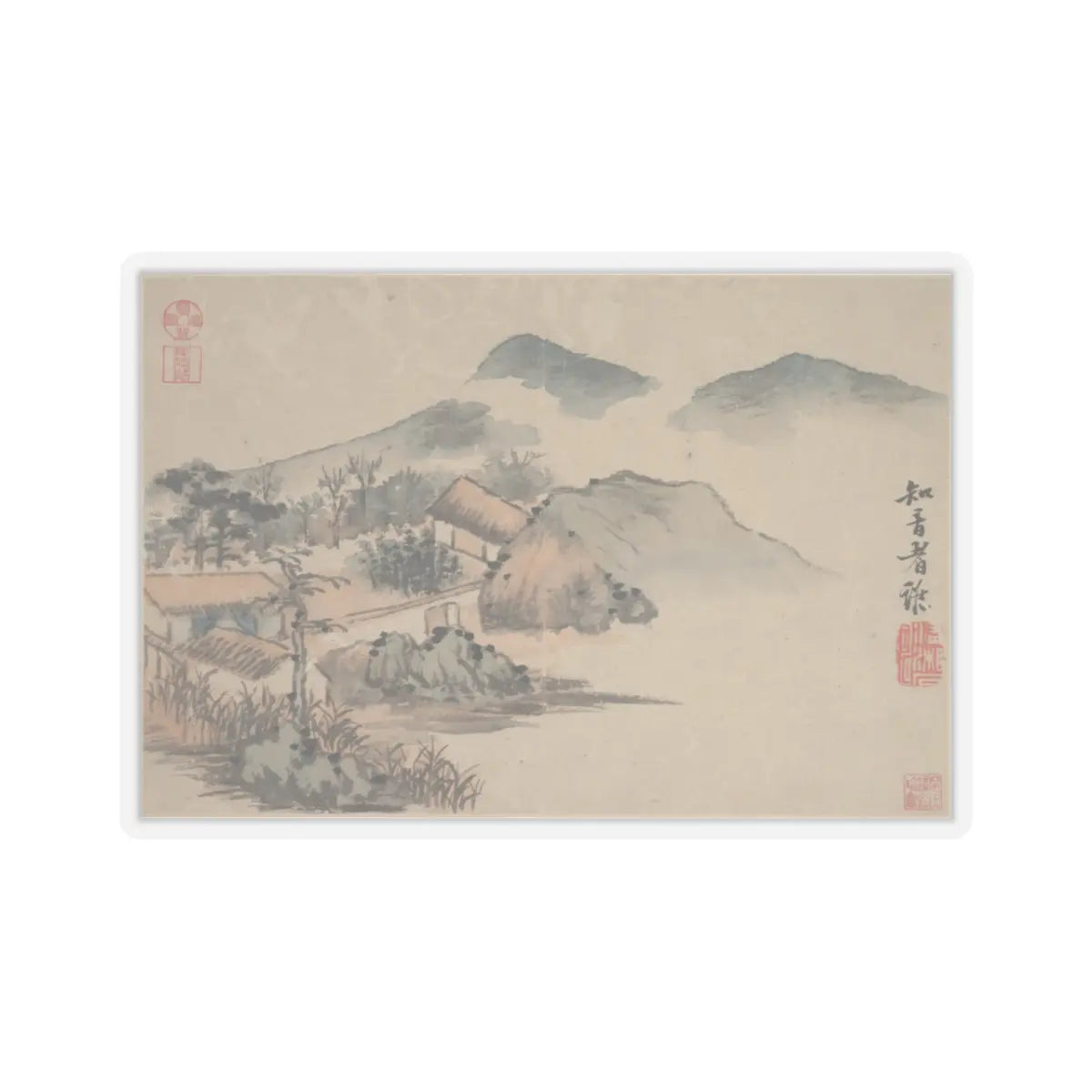 Shitao (Zhu Ruoji) - Landscapes - ca. 1690s v2 - STICKER Vinyl Kiss-Cut Decal