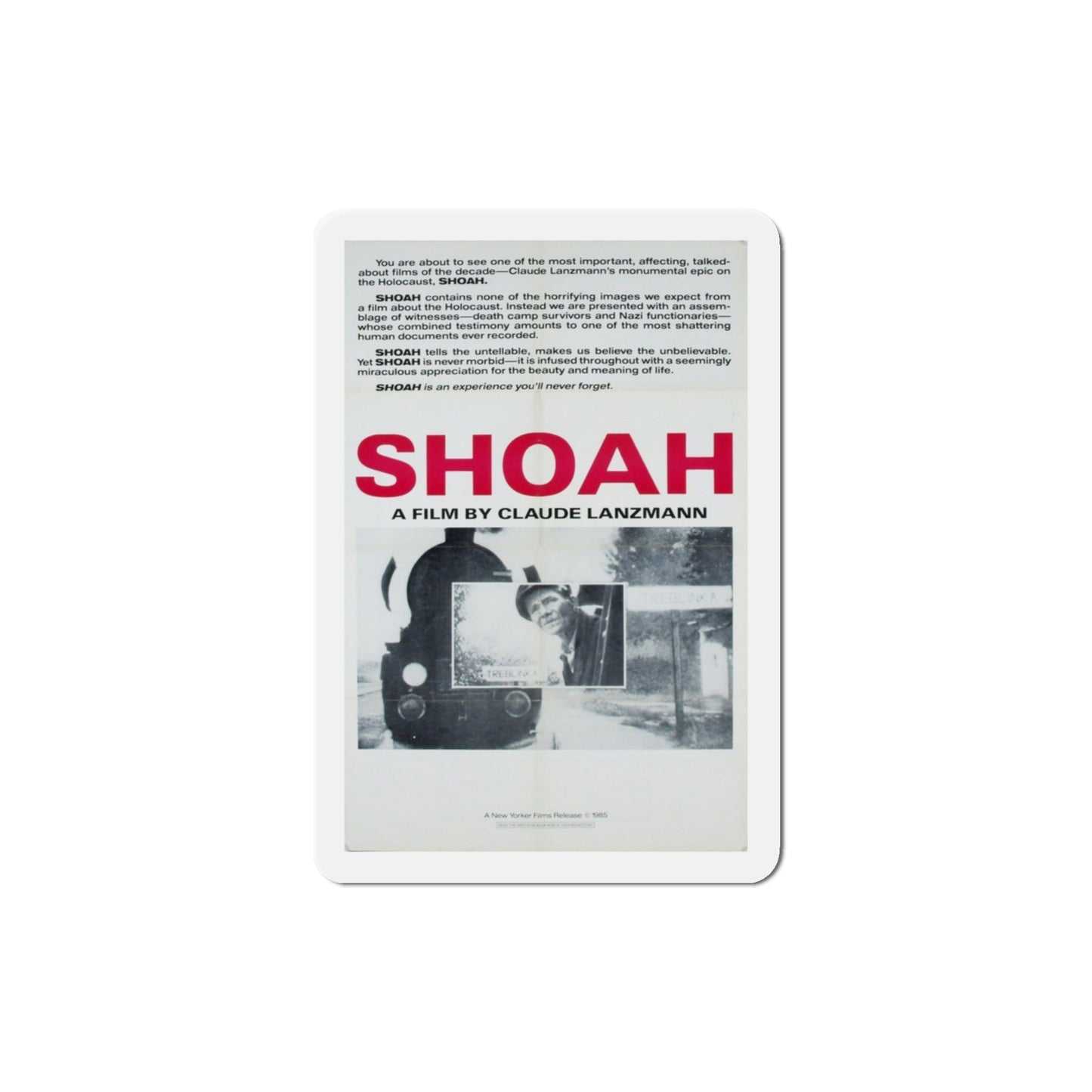 Shoah 1985 Movie Poster Die-Cut Magnet-3" x 3"-The Sticker Space