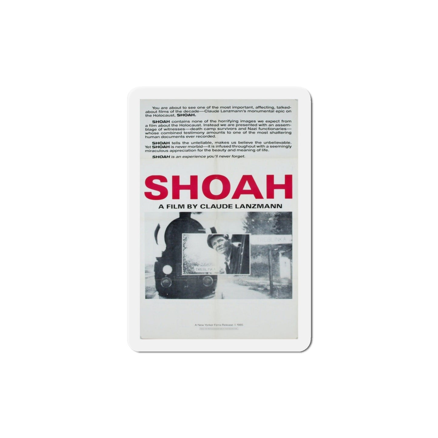 Shoah 1985 Movie Poster Die-Cut Magnet-4" x 4"-The Sticker Space