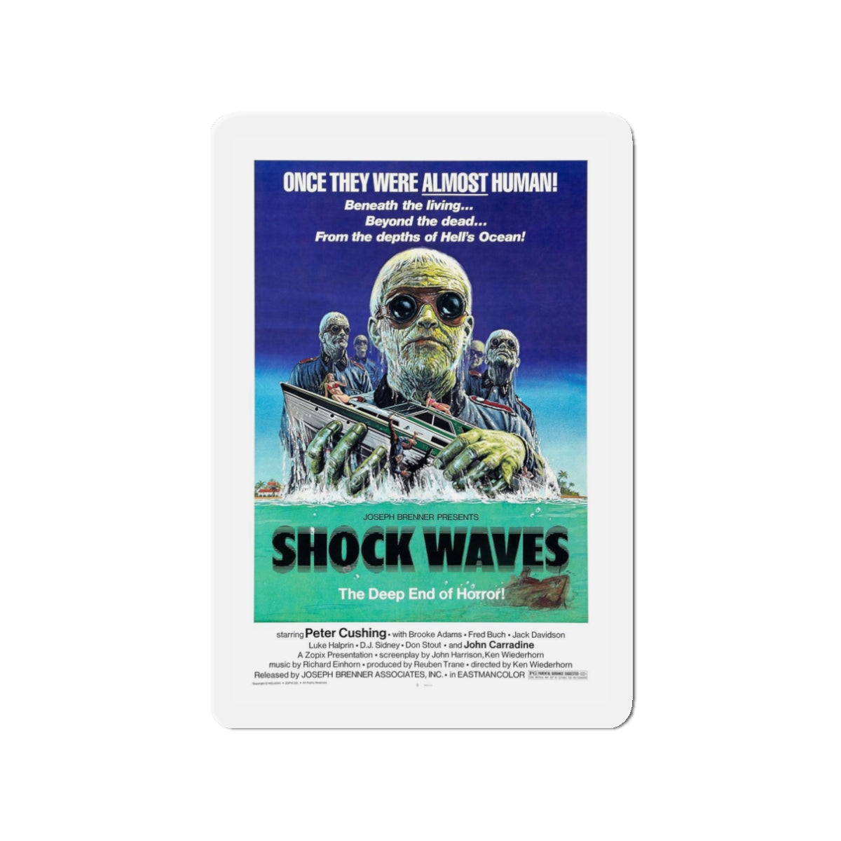 SHOCK WAVES (DEATH CORPS) 1977 Movie Poster - Refrigerator Magnet-3" x 3"-The Sticker Space