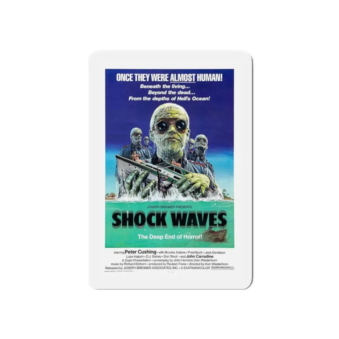 SHOCK WAVES (DEATH CORPS) 1977 Movie Poster - Refrigerator Magnet 5 Inch - The Sticker Space