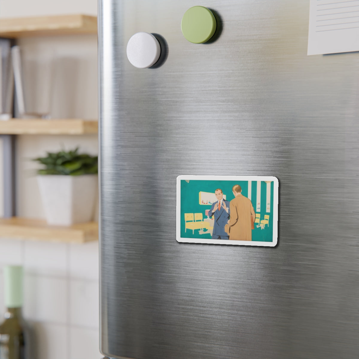 Shoe Salesman Illustration (Magazine Illustration) Refrigerator Magnet-The Sticker Space