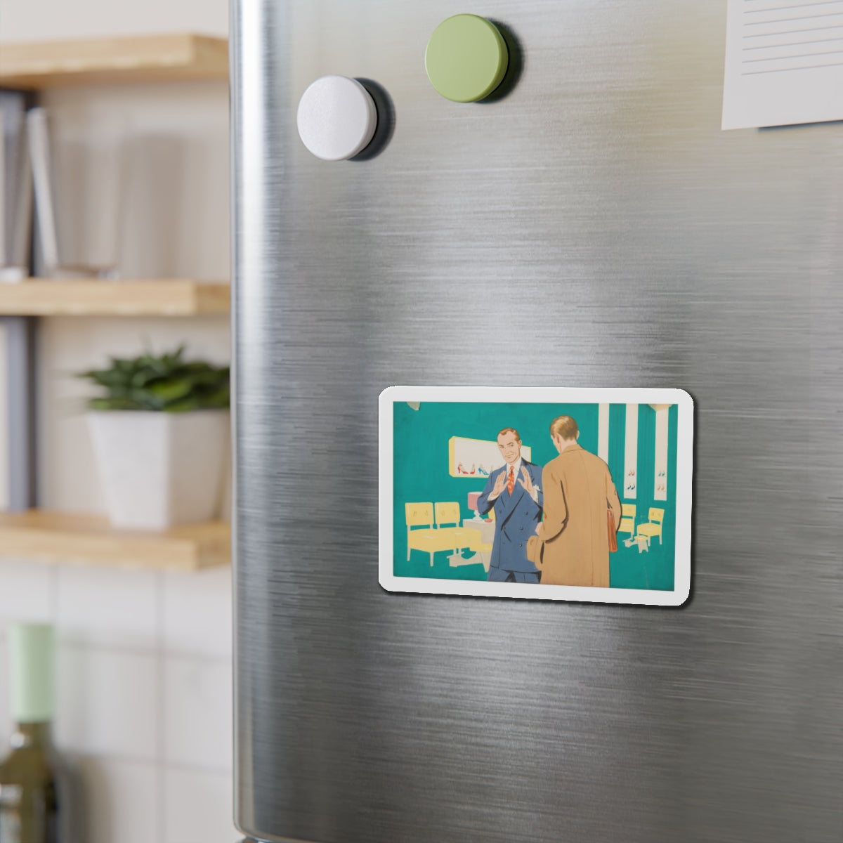 Shoe Salesman Illustration (Magazine Illustration) Refrigerator Magnet-The Sticker Space