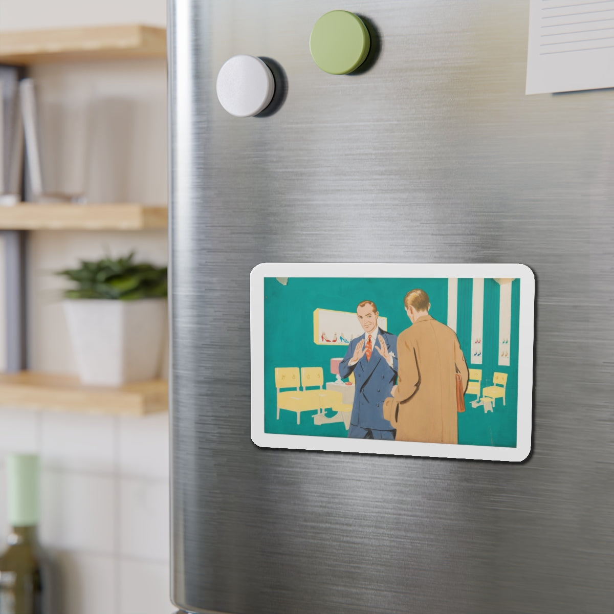 Shoe Salesman Illustration (Magazine Illustration) Refrigerator Magnet-The Sticker Space