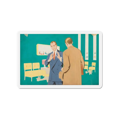 Shoe Salesman Illustration (Magazine Illustration) Refrigerator Magnet 4 Inch Die-Cut - The Sticker Space