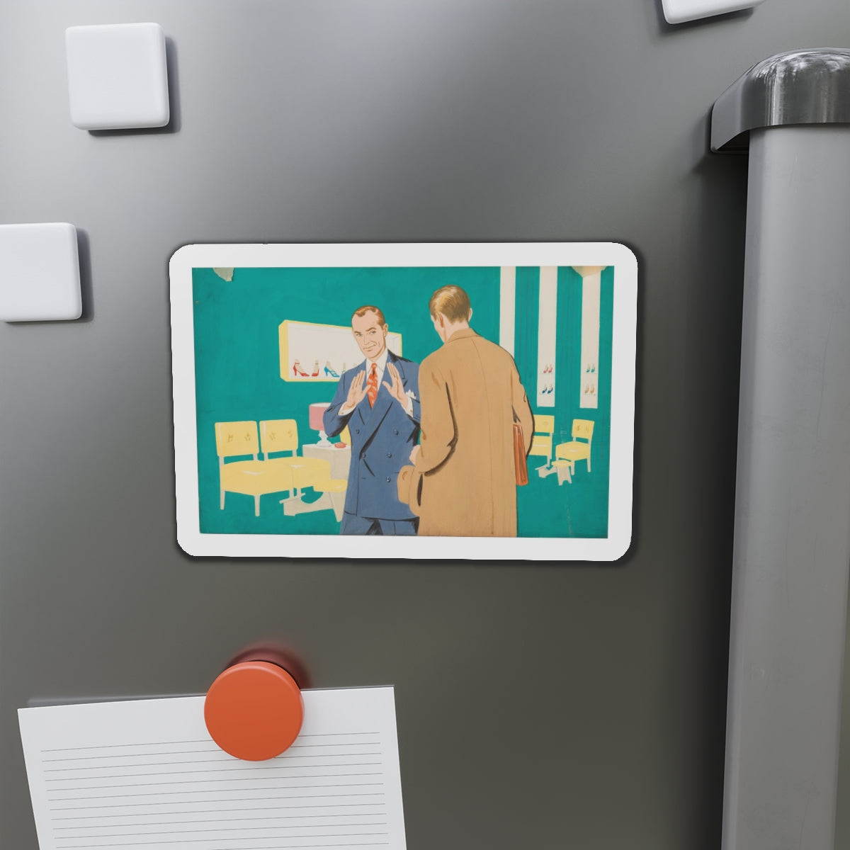 Shoe Salesman Illustration (Magazine Illustration) Refrigerator Magnet-The Sticker Space