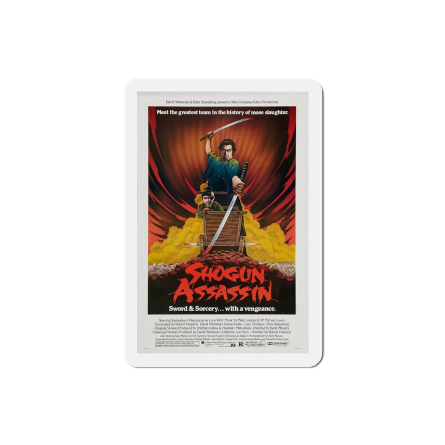 Shogun Assassin 1980 Movie Poster Die-Cut Magnet-2" x 2"-The Sticker Space