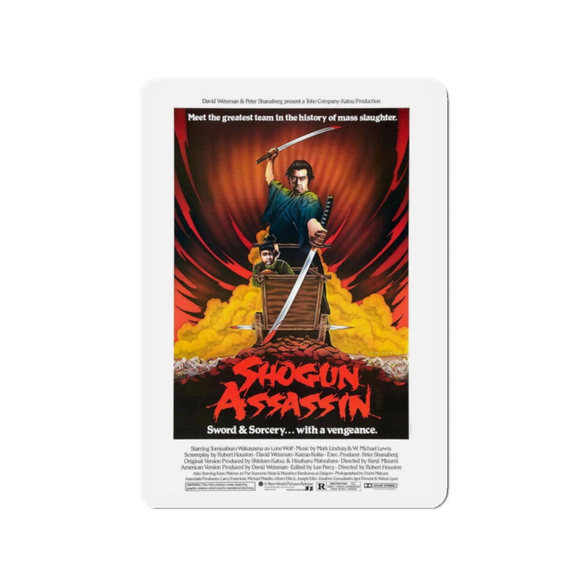 SHOGUN ASSASSIN 1980 Movie Poster - Refrigerator Magnet-2" x 2"-The Sticker Space