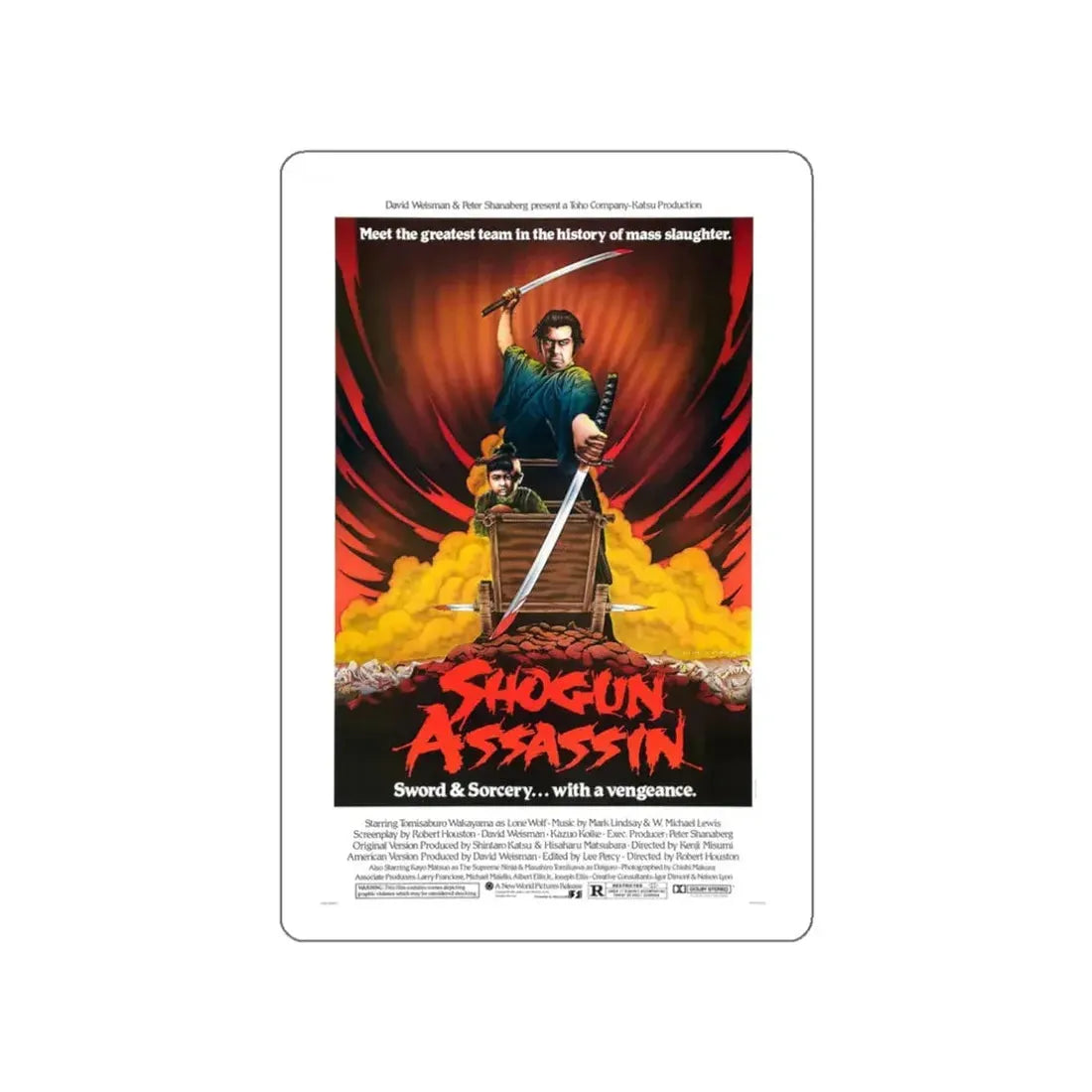 SHOGUN ASSASSIN 1980 Movie Poster STICKER Vinyl Die-Cut Decal 3 Inch - The Sticker Space