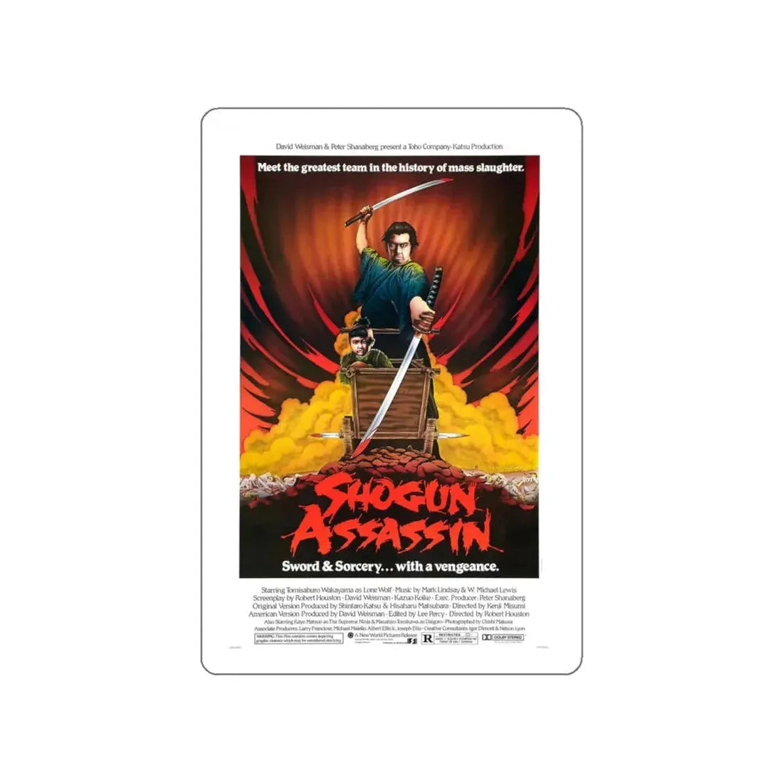 SHOGUN ASSASSIN 1980 Movie Poster STICKER Vinyl Die-Cut Decal 6 Inch - The Sticker Space