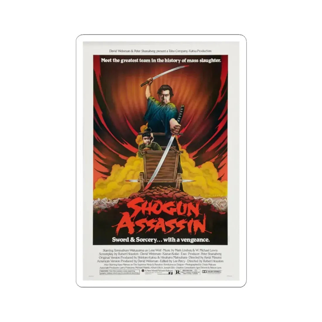 Shogun Assassin 1980 Movie Poster - STICKER Vinyl Kiss-Cut Decal 2 Inch White - The Sticker Space
