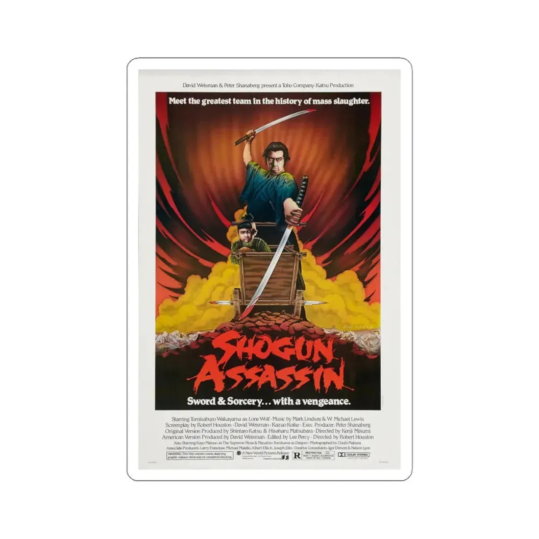Shogun Assassin 1980 Movie Poster - STICKER Vinyl Kiss-Cut Decal 4 Inch White - The Sticker Space
