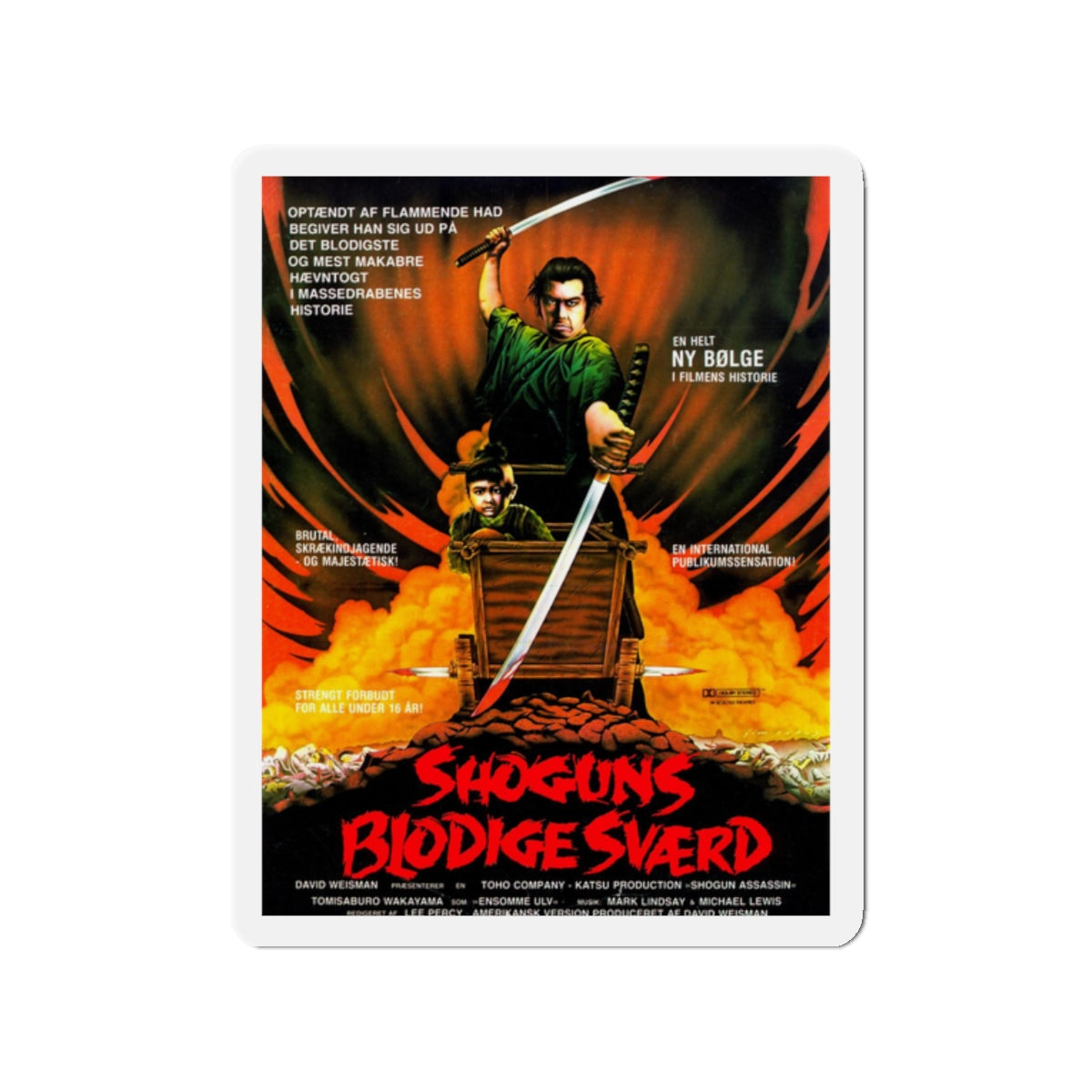 SHOGUN ASSASSIN (DANISH) 1980 Movie Poster - Refrigerator Magnet-2" x 2"-The Sticker Space