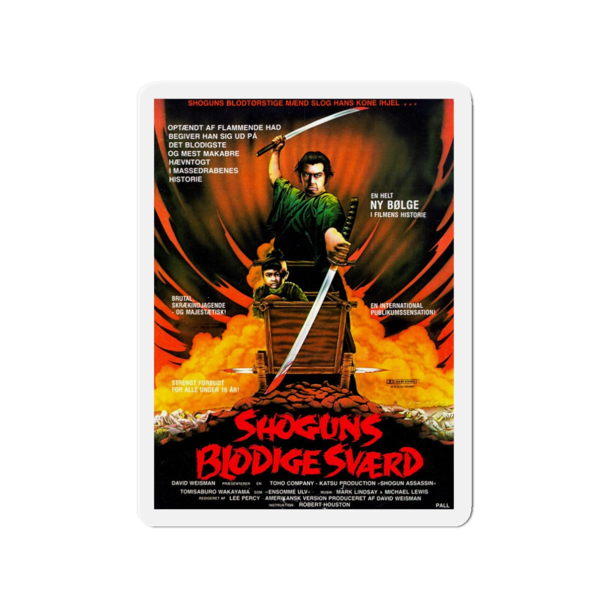 SHOGUN ASSASSIN (DANISH) 1980 Movie Poster - Refrigerator Magnet-3" x 3"-The Sticker Space