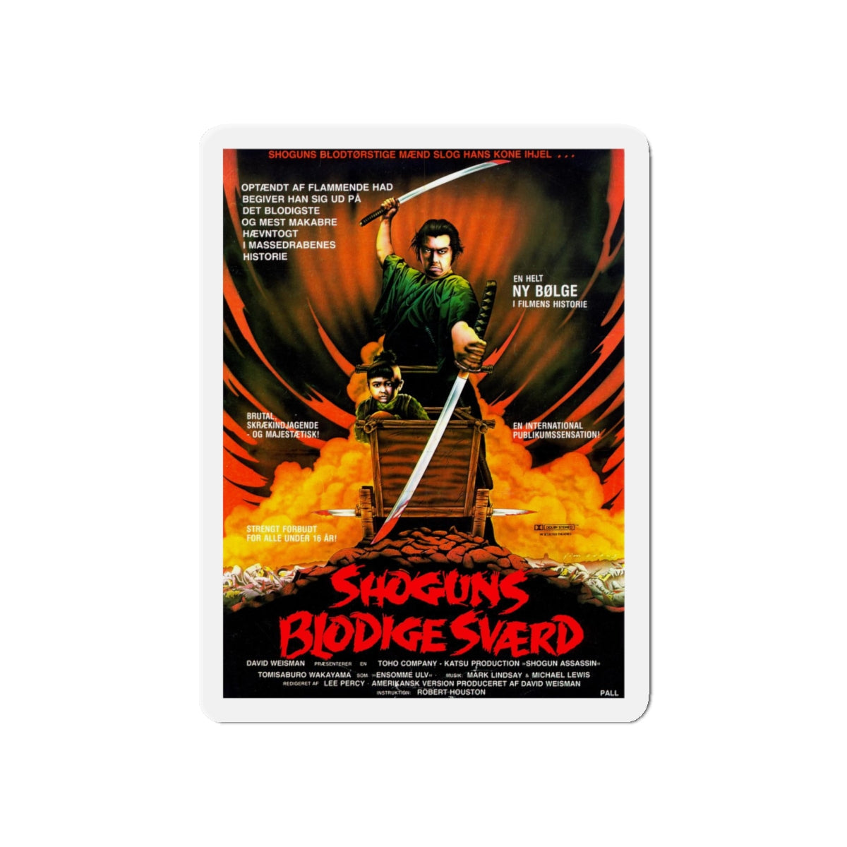 SHOGUN ASSASSIN (DANISH) 1980 Movie Poster - Refrigerator Magnet-5" x 5"-The Sticker Space