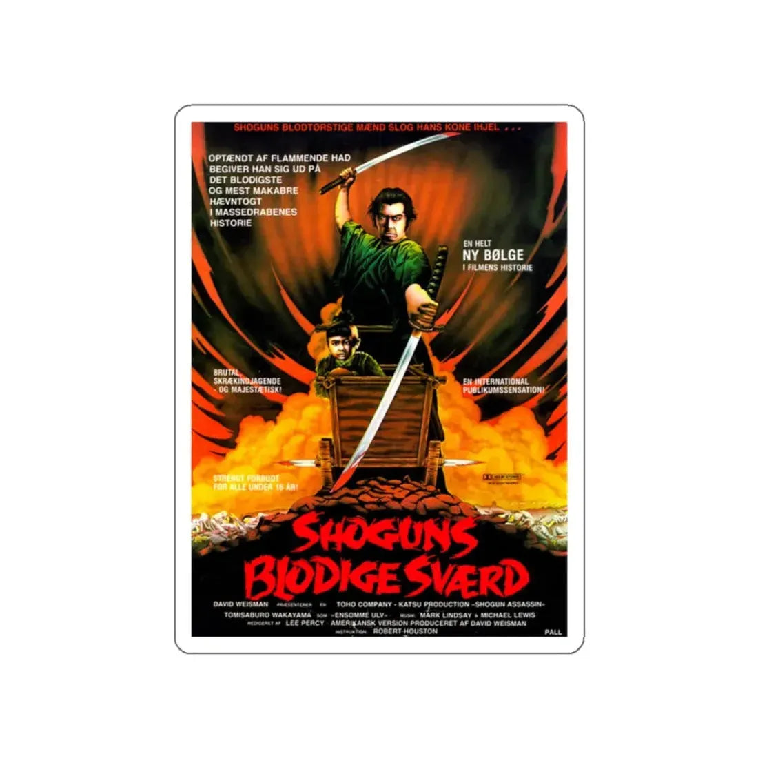 SHOGUN ASSASSIN (DANISH) 1980 Movie Poster STICKER Vinyl Die-Cut Decal 2 Inch - The Sticker Space