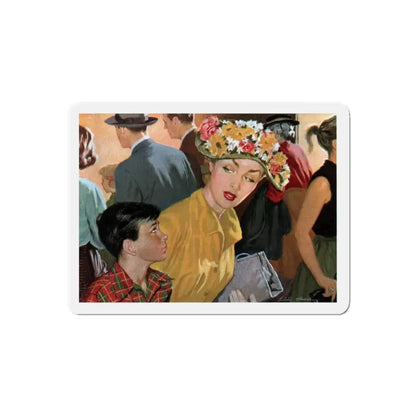 Shopping Night, Collier's magazine, September 20, 1952 (Magazine Illustration) Refrigerator Magnet 5 Inch Die-Cut - The Sticker Space