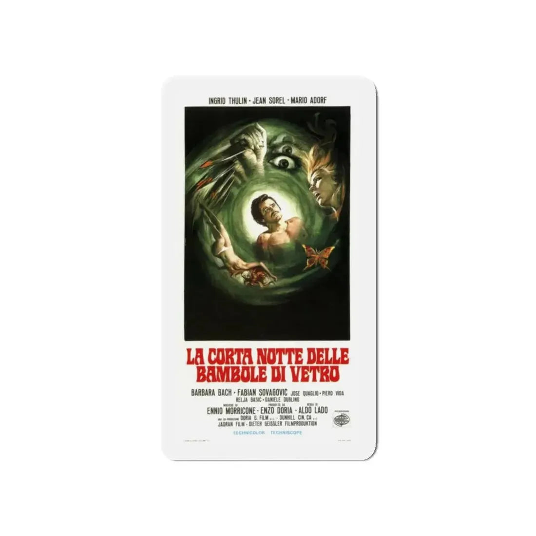 SHORT NIGHT OF GLASS DOLLS (ITALIAN) 1971 Movie Poster - Refrigerator Magnet 4 Inch - The Sticker Space