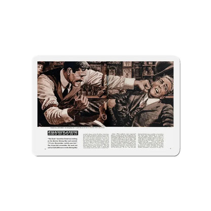 Showdown, Men magazine, December 1960 (Magazine Illustration) Refrigerator Magnet 3 Inch Die-Cut - The Sticker Space