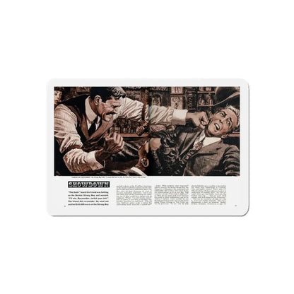 Showdown, Men magazine, December 1960 (Magazine Illustration) Refrigerator Magnet 4 Inch Die-Cut - The Sticker Space
