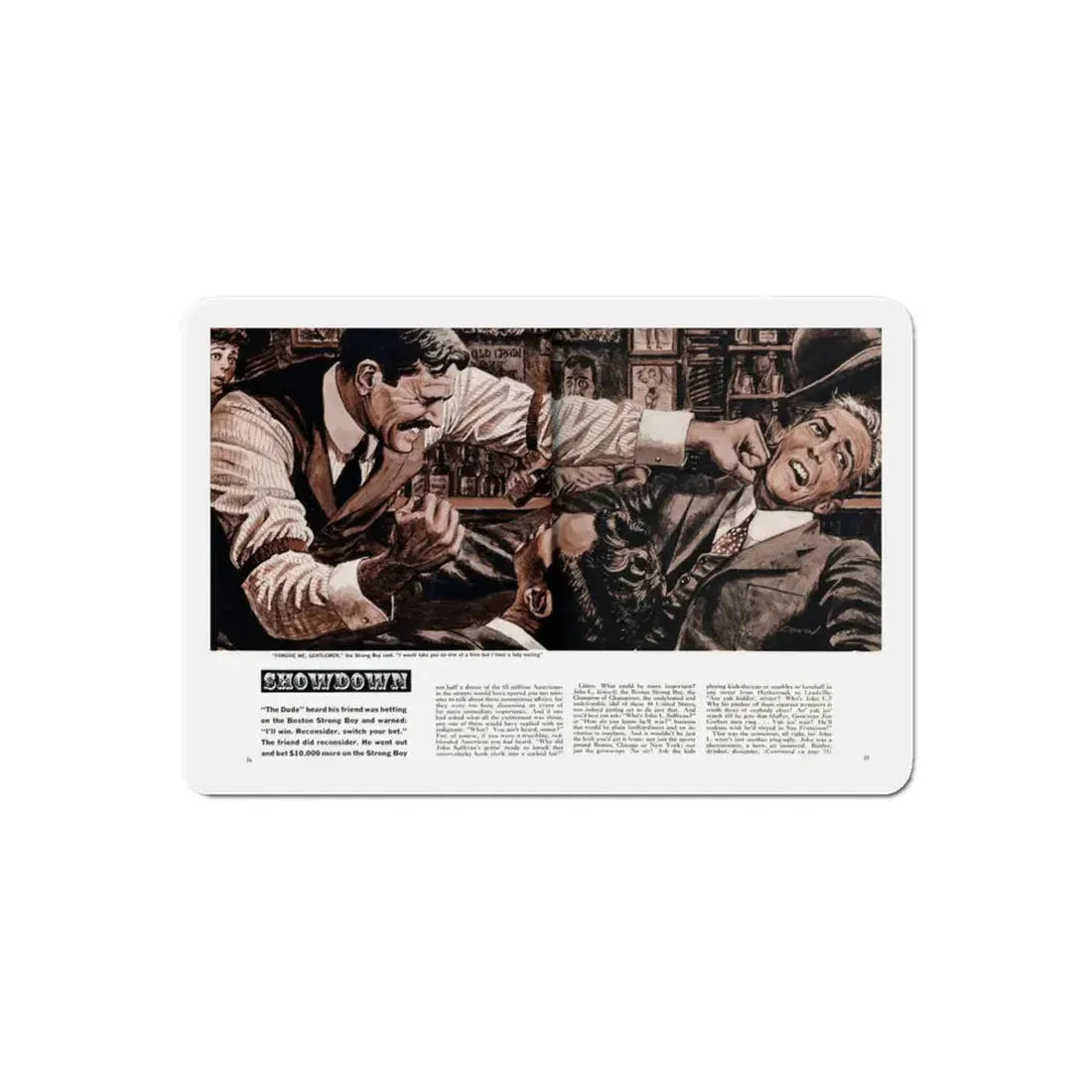 Showdown, Men magazine, December 1960 (Magazine Illustration) Refrigerator Magnet 6 Inch Die-Cut - The Sticker Space