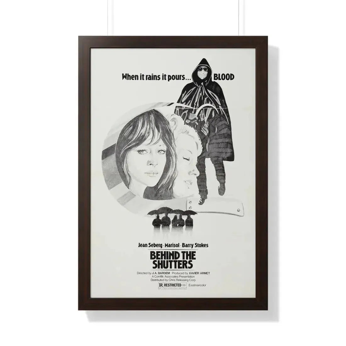 SHUTTERS (THE CORRUPTION OF CHRIS MILLER) 1973 - Framed Movie Poster 20" x 30" Walnut - The Sticker Space