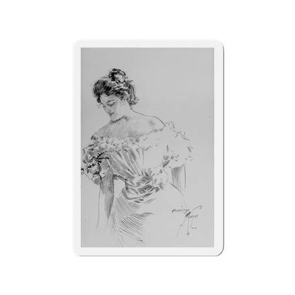 Shy Woman (Magazine Illustration) Refrigerator Magnet 2 Inch Die-Cut - The Sticker Space