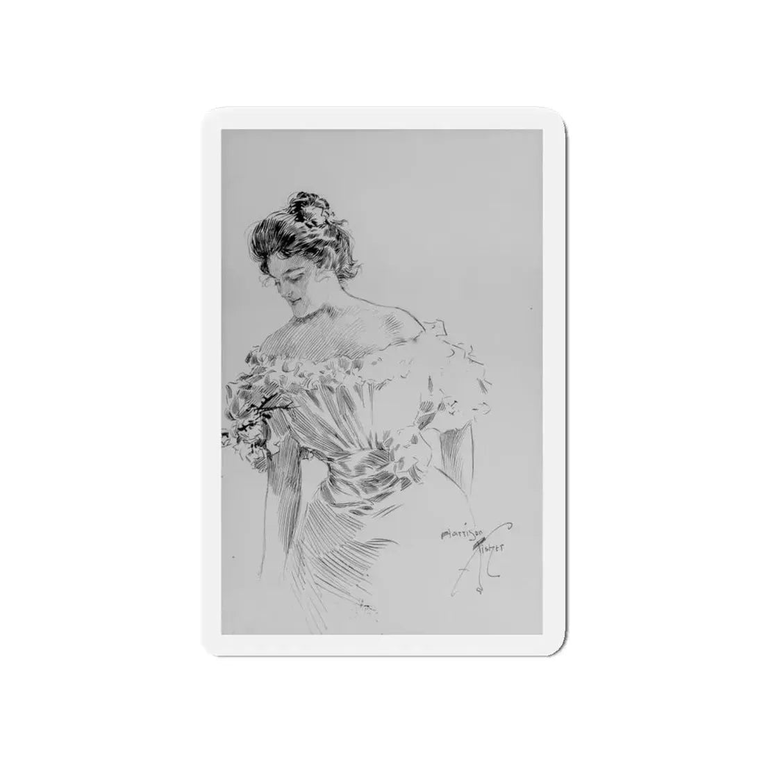 Shy Woman (Magazine Illustration) Refrigerator Magnet 4 Inch Die-Cut - The Sticker Space