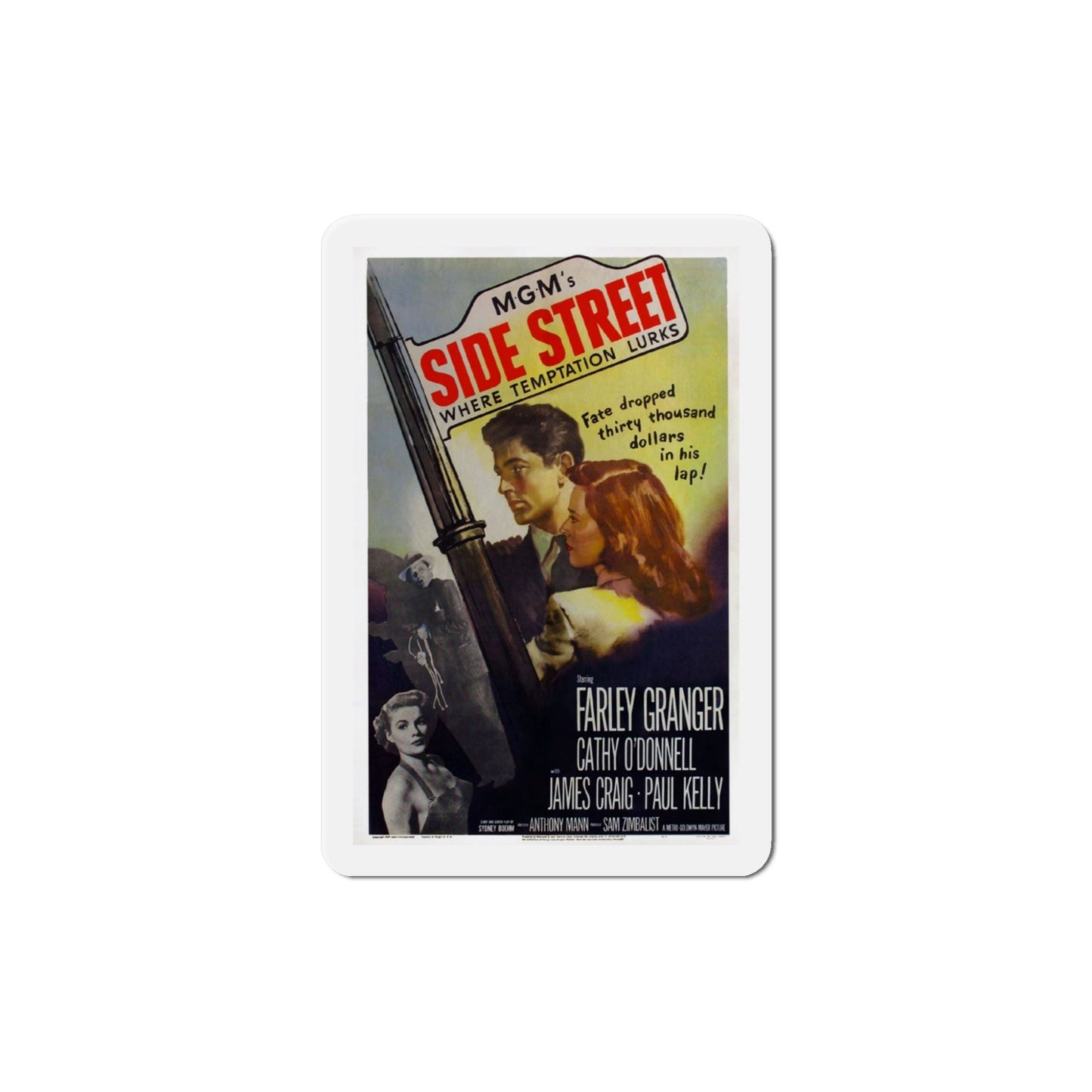 Side Street 1950 Movie Poster Die-Cut Magnet-5 Inch-The Sticker Space