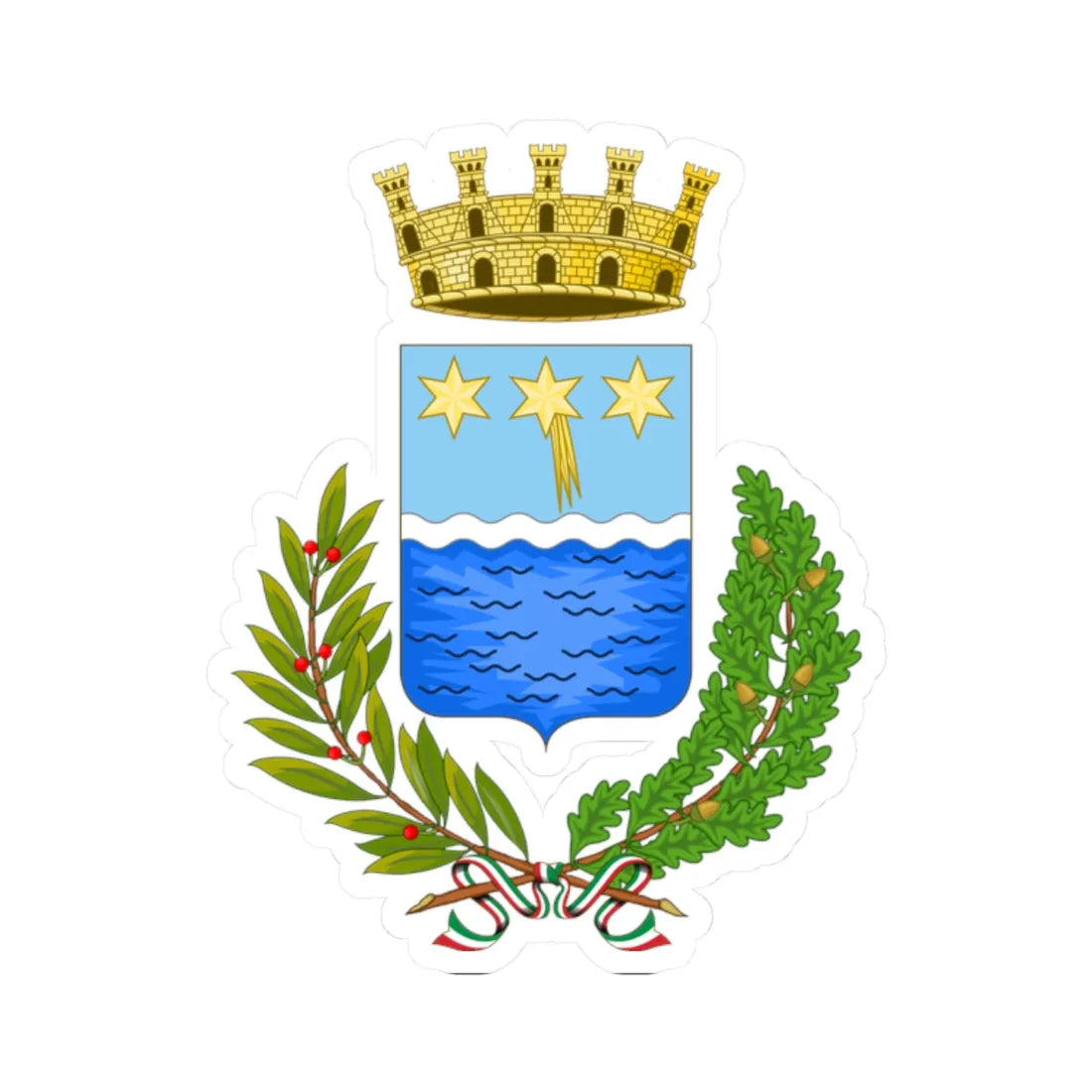 Siderno-Stemma (Italy) (Coat of Arms) STICKER Vinyl Kiss-Cut Decal 2 Inch White - The Sticker Space