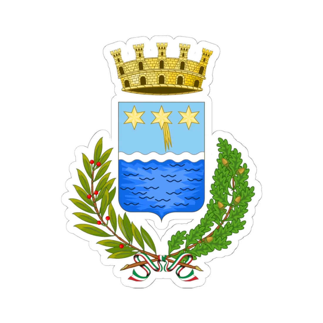 Siderno-Stemma (Italy) (Coat of Arms) STICKER Vinyl Kiss-Cut Decal 6 Inch White - The Sticker Space