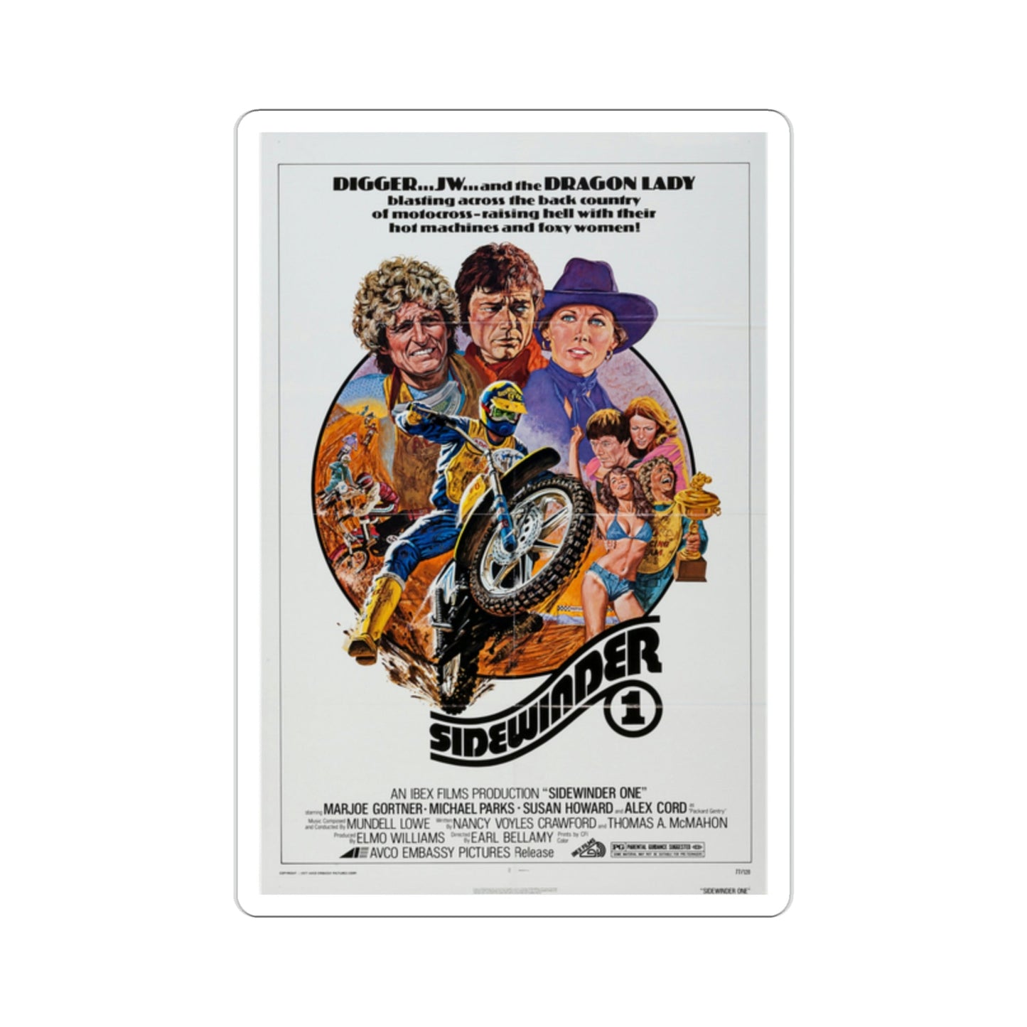 Sidewinder 1 1977 Movie Poster STICKER Vinyl Die-Cut Decal-2 Inch-The Sticker Space