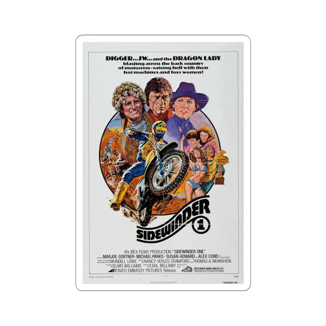 Sidewinder 1 1977 Movie Poster - STICKER Vinyl Kiss-Cut Decal 4 Inch White - The Sticker Space