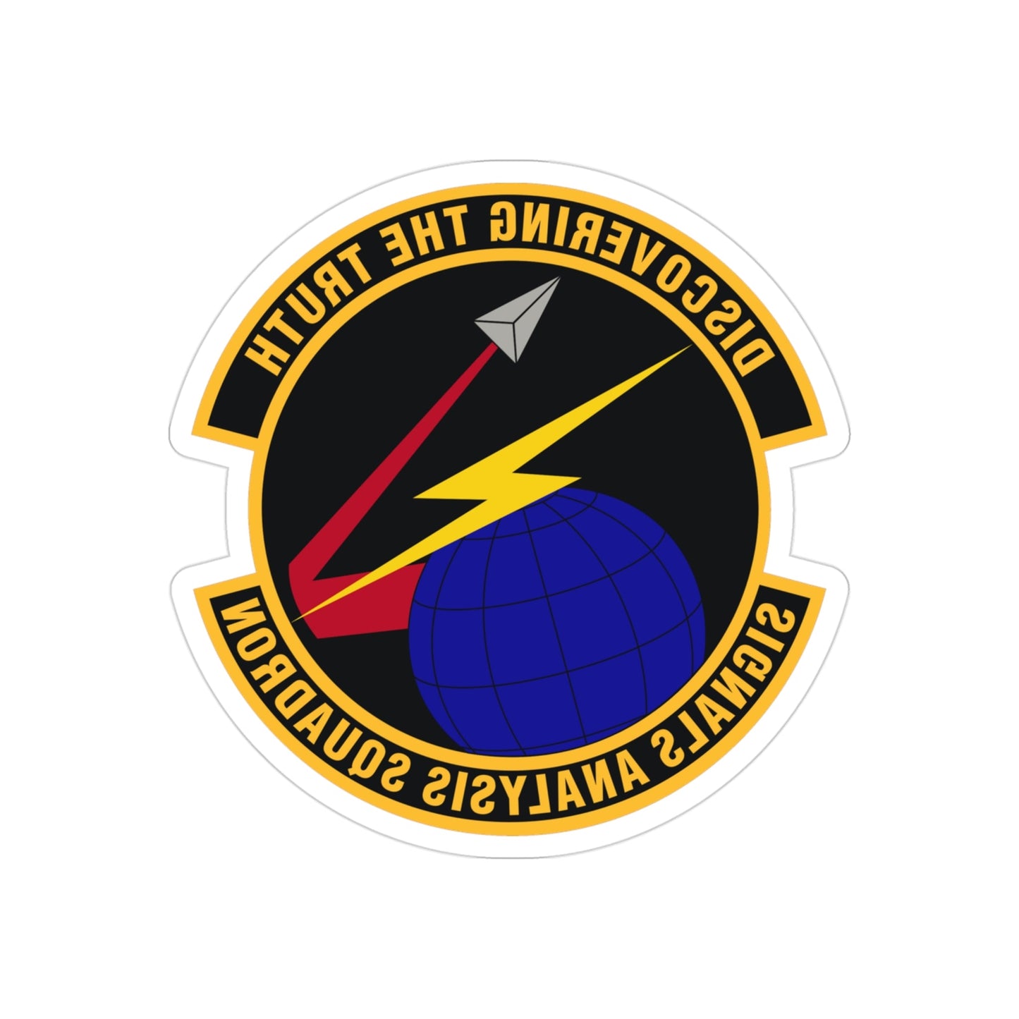 Signals Analysis Squadron (U.S. Air Force) REVERSE PRINT Transparent STICKER-3" × 3"-The Sticker Space