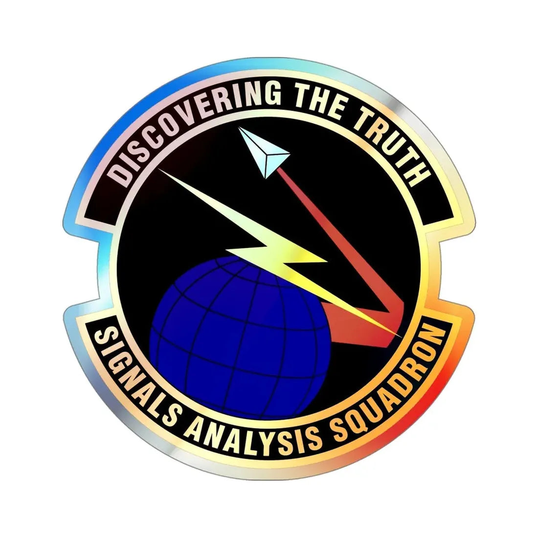 Signals Analysis Squadron (U.S. Air Force) Holographic STICKER Die-Cut Vinyl Decal 4 Inch Holographic - The Sticker Space