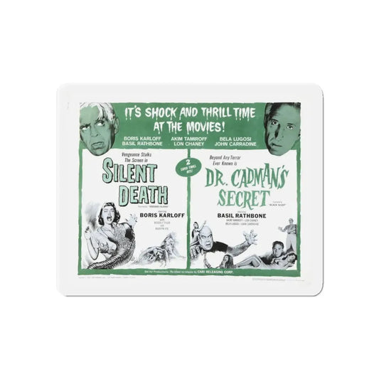 SILENT DEATH + DR.CADMAN'S SECRET (THE BLACK SLEEP) 1956 Movie Poster - Refrigerator Magnet 6 Inch - The Sticker Space