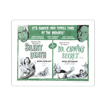 SILENT DEATH + DR.CADMAN'S SECRET (THE BLACK SLEEP) 1956 Movie Poster - STICKER Vinyl Kiss-Cut Decal 2 Inch White - The Sticker Space