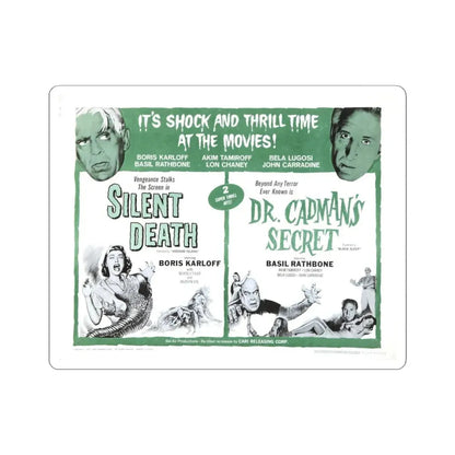 SILENT DEATH + DR.CADMAN'S SECRET (THE BLACK SLEEP) 1956 Movie Poster - STICKER Vinyl Kiss-Cut Decal 4 Inch White - The Sticker Space