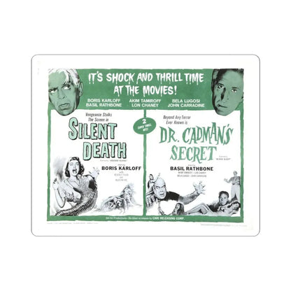 SILENT DEATH + DR.CADMAN'S SECRET (THE BLACK SLEEP) 1956 Movie Poster - STICKER Vinyl Kiss-Cut Decal 6 Inch White - The Sticker Space